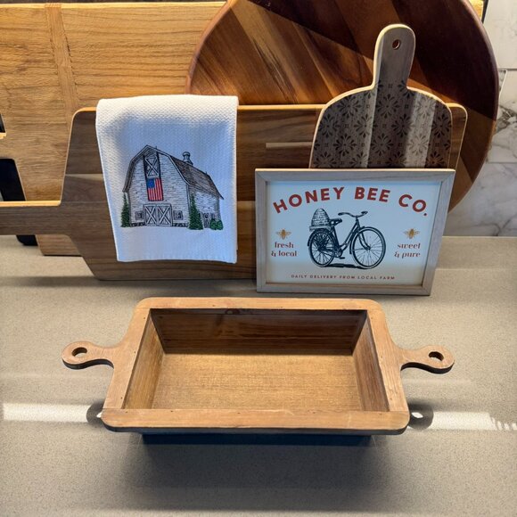 Rustic Distressed Wood Dough Bowl – Farmhouse Centerpiece & Versatile Tray - Picture 2 of 11